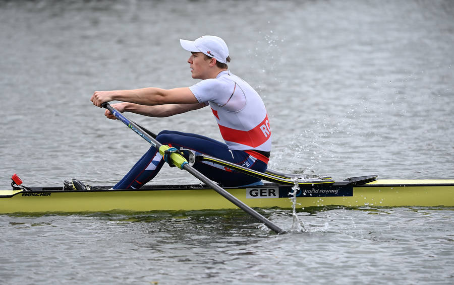 Finn Wolter auf dem Weg zum dritten Platz bei der DRV Langstrecke. Foto: meinruderbild.de