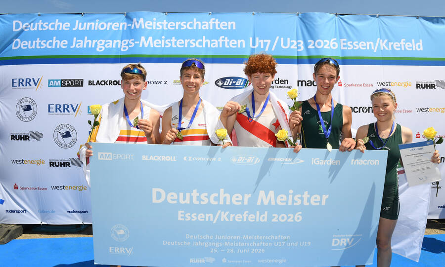 Finn Lohmeyer ist deutscher Meister im Junior B Doppelvierer der Leichtgewichte. Bild: meinruderbild.de