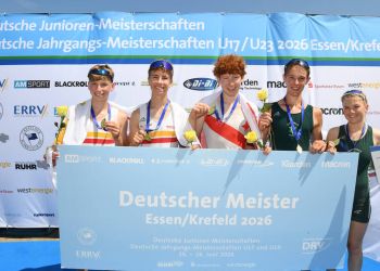 Finn Lohmeyer ist deutscher Meister im Junior B Doppelvierer der Leichtgewichte. Bild: meinruderbild.de