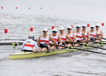 Der deutsche U23 Frauenachter mit RCW Ruderin Julia Irmler auf Postion 4. Foto: meinruderbild.de